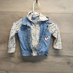 Toddler Girls Hello Kitty Hooded Zip & Button Jacket Size 4T